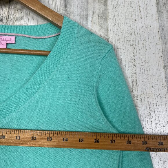 Lilly Pulitzer Womens Sweater Medium Mint Green 100% Cashmere Preppy Pastel Top - Picture 10 of 12